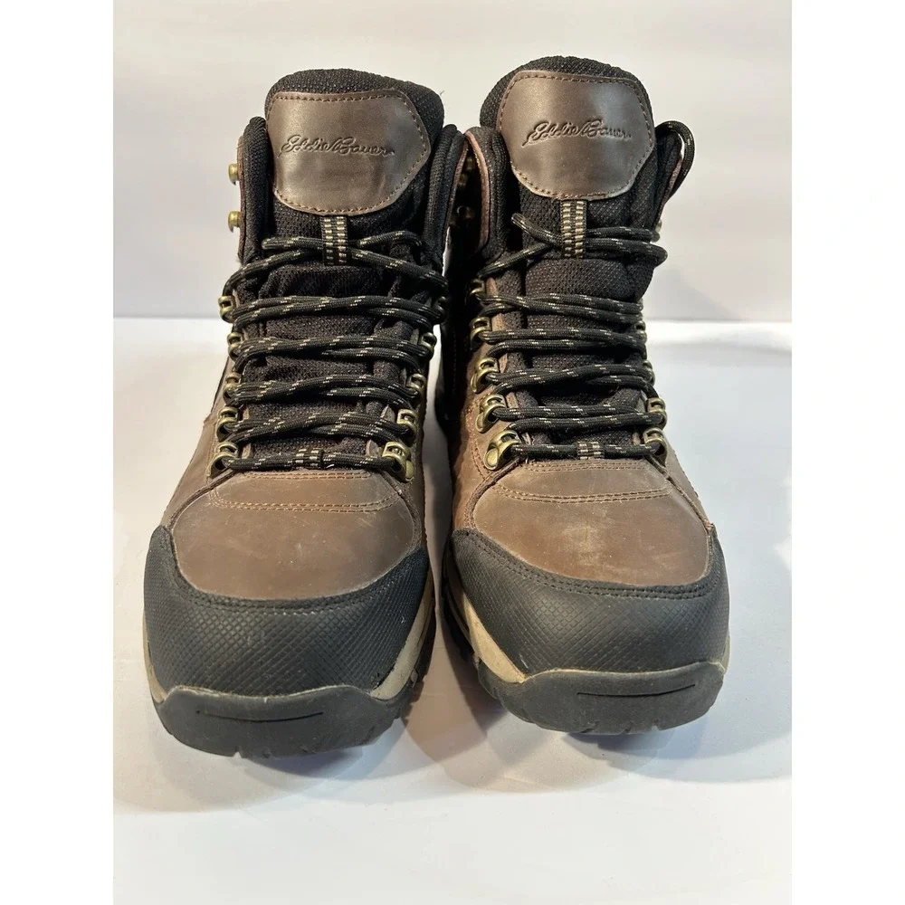 Eddie Bauer Waterproof Hiking Boots Men Size 10.5 Brown Leather Trail Outdoor